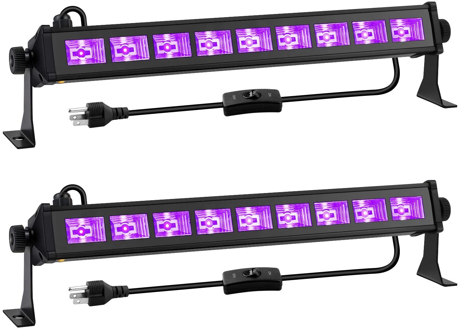 블랙 라이트 바 36W 9 UV LED 휴대용 워시 라이트 바 블랙 라이트 비품 플러그/스위치 글로우 파티 바디 형광